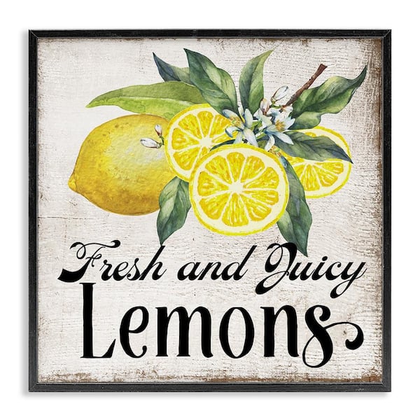 Stupell Industries Fresh & Juicy Lemons by Creatif Belle Black Framed Food Giclee Art Print 12 in. x 12 in.