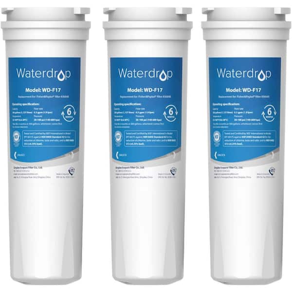 Waterdrop WD-836848-3, Refrigerator Water Filter, Replacement for Fisher and Paykel 836860,862285,862284, E402, E442B (1-Pack)