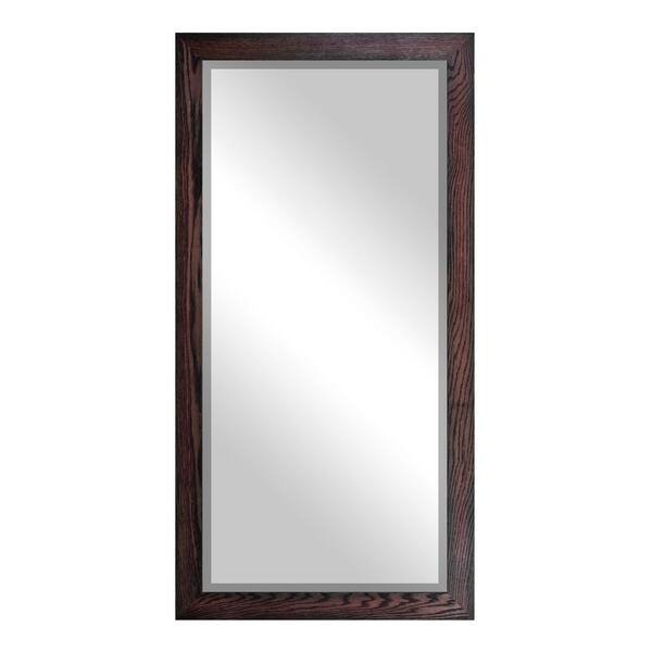 Large (65.5 in. W x 32 in. H) Wooden Black Cherry Rectangle Wall Mirror