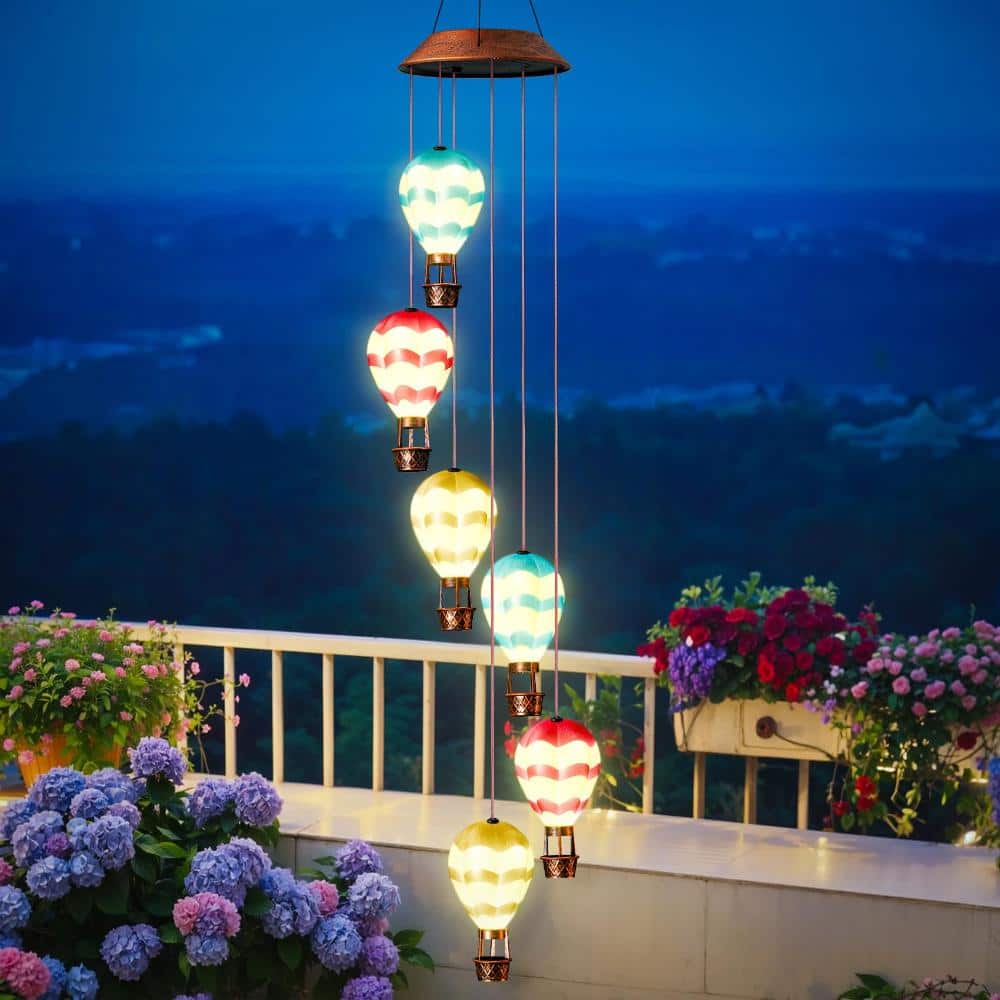 4.9 in x 28.3 in Solar Wind Chime Hot Air Balloon LED Outdoor Decor Red 1 Piece price history on PriceWatchPro