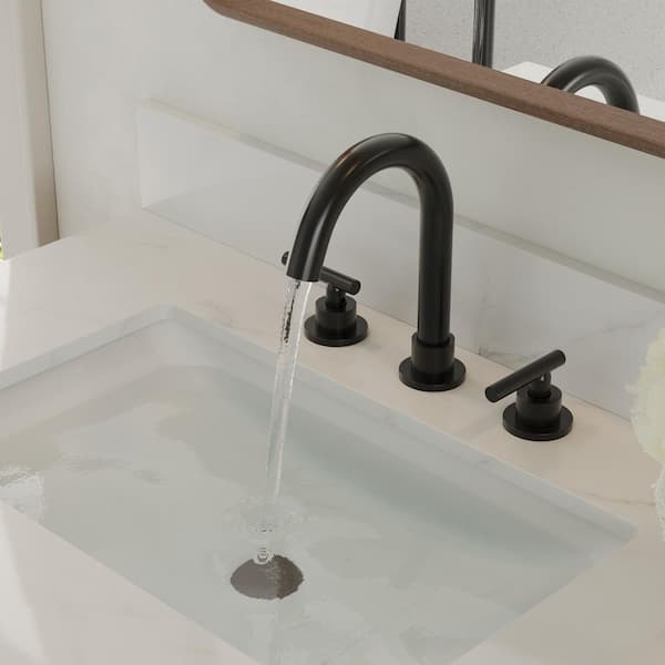 8 in. Widespread Double Handle Bathroom Faucet with 360° Swivel Spout in Matte Black (Valve Included)