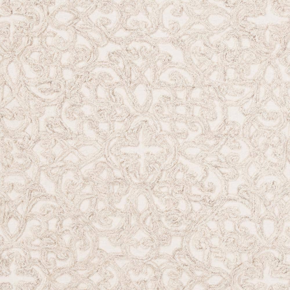 Camel and Ivory 6' Round Hand-Tufted Wool Area Rug