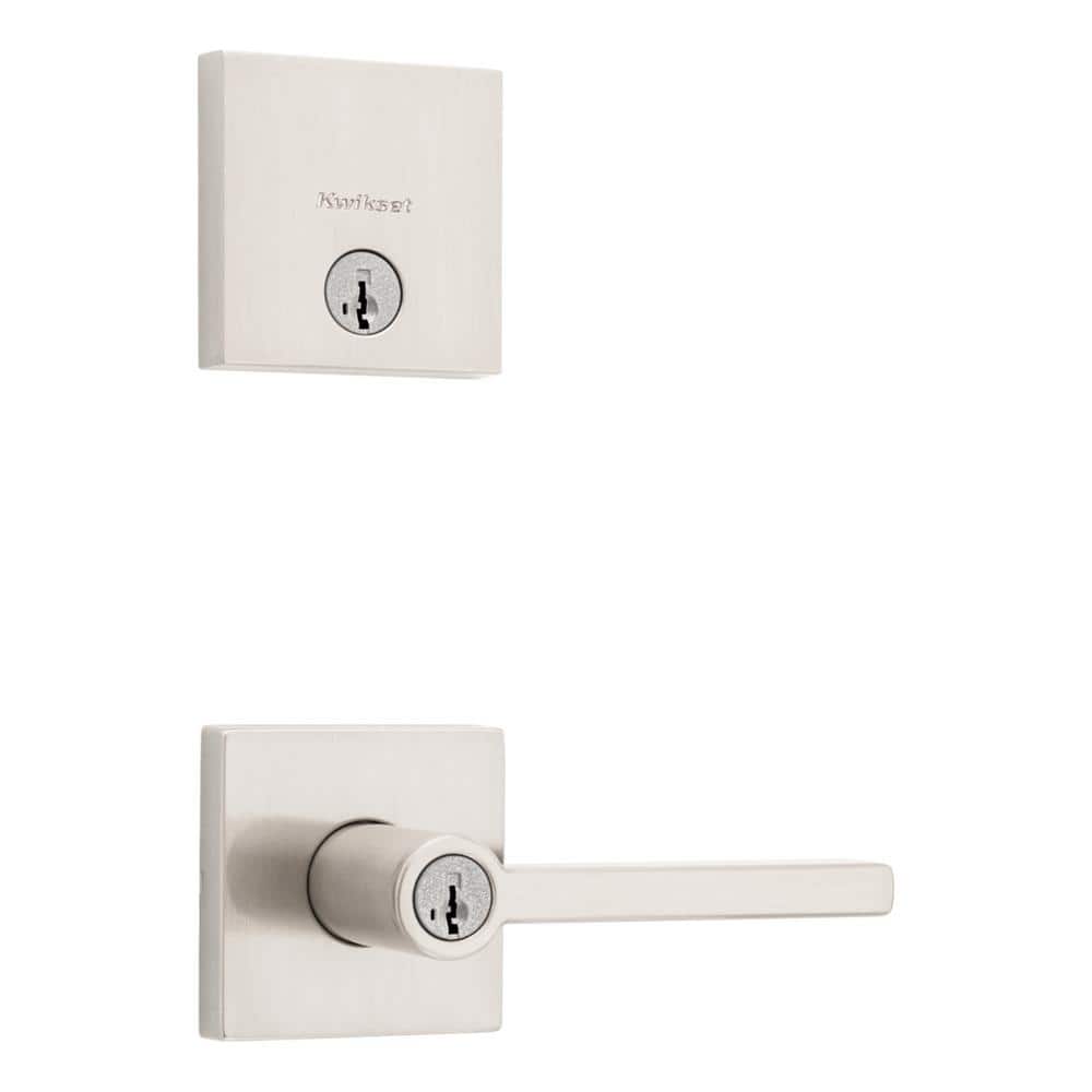 Kwikset Halifax Satin Nickel Keyed Entry Door Handle and Single Cylinder Deadbolt Combo Pack