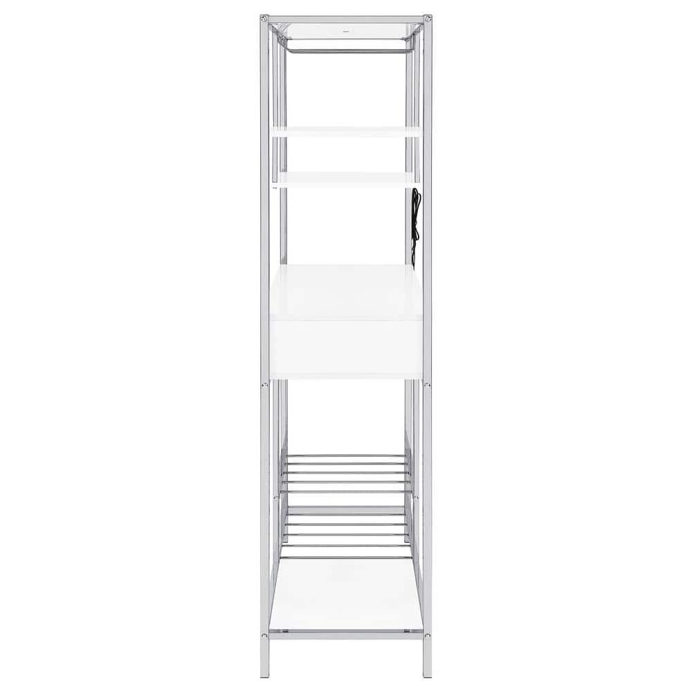Figueroa White and Chrome Modern Bar Cabinet with Drawer