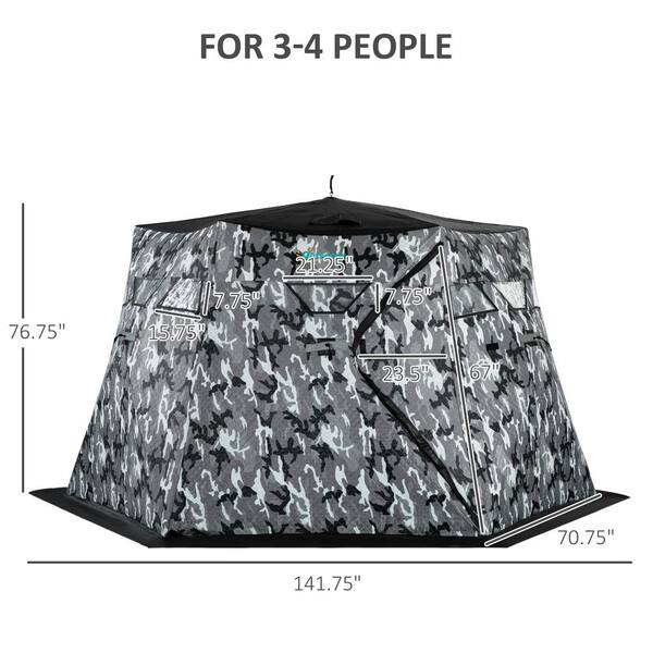 Outsunny 4-Person Insulated Ice Fishing Shelter 360-Degree View, Pop-Up  Portable Ice Fishing Tent with Carry Bag, Camouflage AB1-013V00MX - The  Home Depot