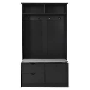 40.6 Wide Hall Tree with Shoe Storage Bench for Hallway, Entryway, Living Room in Black