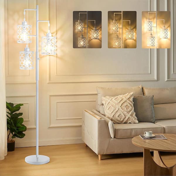 72 in. Gold 3-Light Dimmable Tree Floor Lamp with 3 Bulbs Included