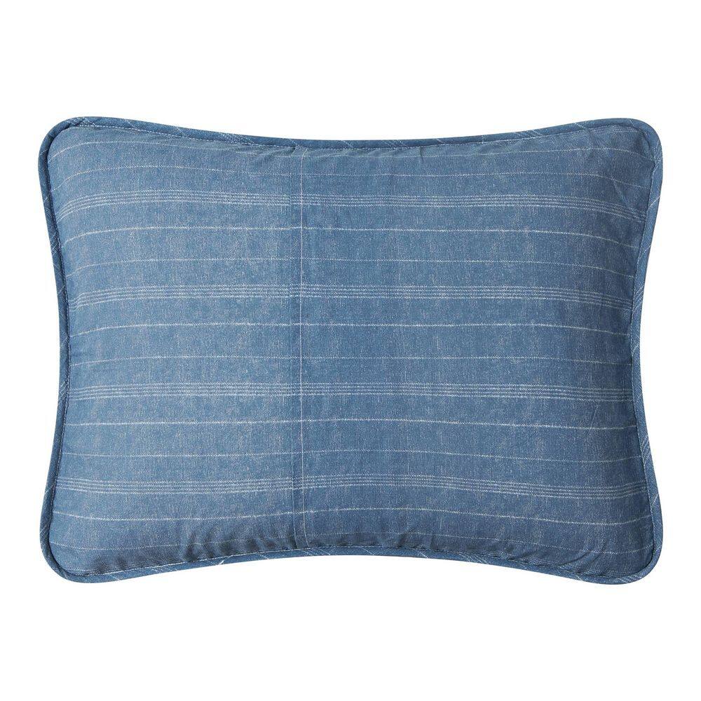 Classic Blue Cotton Reversible Full Quilt Set