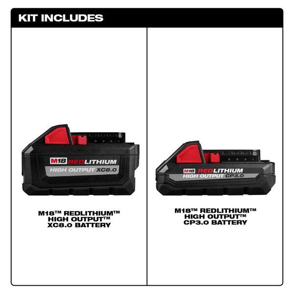 Milwaukee M18 18-Volt Lithium-Ion High Output XC 8.0 Ah and 3 Ah Battery (2-Pack)