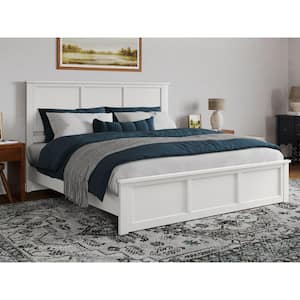 Charlotte White Solid Wood Frame King Low Profile Platform Bed with Matching Footboard