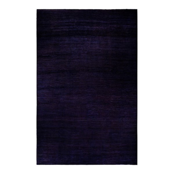 Overdyed Purple 12 ft. x 18 ft. Solid Wool Indoor Area Rug