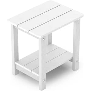16.7 in. H White Square Plastic Adirondack Outdoor Double Layer Patio Side Table