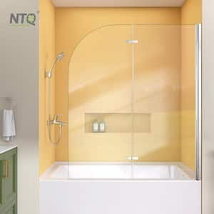 48in. W x 58 in. H Semi-Frameless Foldable Pivot Bathtub Door for Shower in Polished Chrome with 1/4 in. Clear Glass