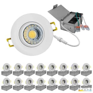 3 in. Canless White Round Gimbal Integrated LED Recessed Light Kit 5 CCT 2700K - 5000K New Construction (16-Pack)