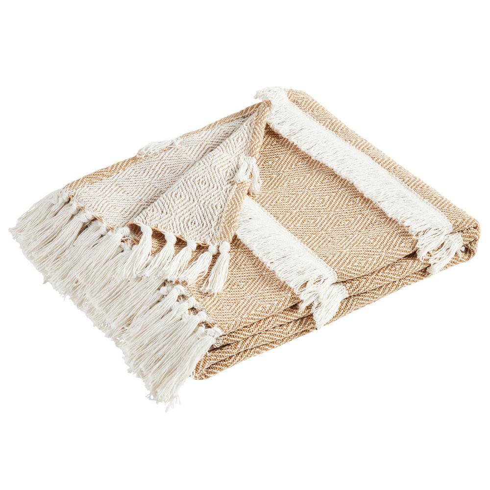 Chic Modern Cinnamon 100% Cotton Knitted Throw Blanket 50"x60"