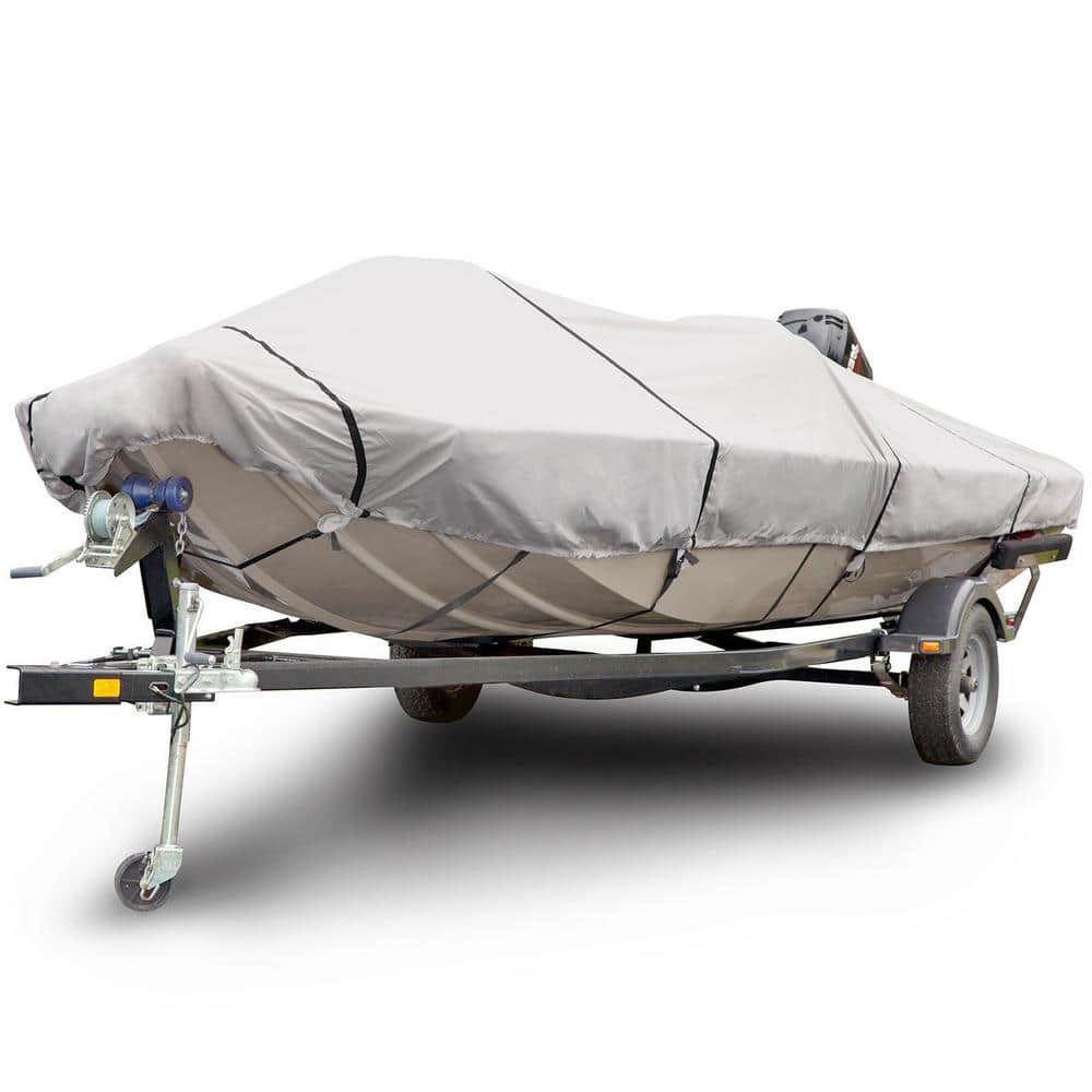 Budge Sportsman 600 Denier 16 ft. to 18 ft. Long (Beam Width Up To 90 in.) Gray Flat Front Boat Cover Size BTSD-3