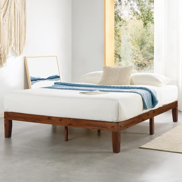MELLOW Naturalista Classic 12 in. Solid Wood Platform Bed with Wooden Slats, Easy Assembly, Espresso, King