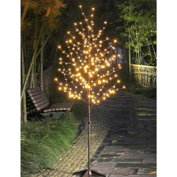 Warm White Decorate Home 6.5 feet 208L LED Lighted Cherry Blossom Tree 