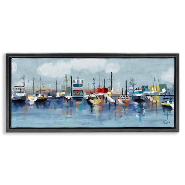 Stupell Industries Varied Boats Docked Port Marina by Tina Finn Black ...