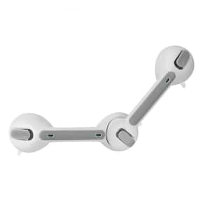 20 in. Suction Grab Bar Shower Handles Suction Heavy Duty, Bath Safety Grab Bar, Angle Adjustable in White/Gray Finish