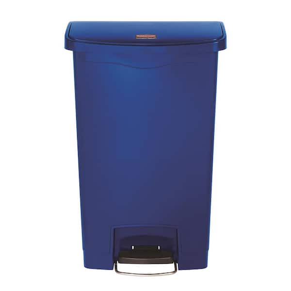 Rubbermaid Commercial Products Slim Jim Step-On 13 Gal. Blue Plastic Front Step Trash Can