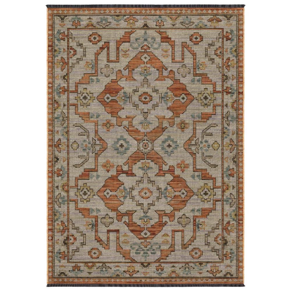 AVERLEY HOME Leo 7 ft. x 10 ft. Rust/Blue Oriental Area Rug 889643