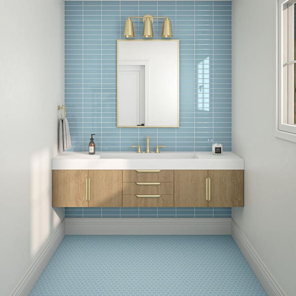 Restore Tide Blue 2 in. x 8 in. Glossy Ceramic Wall Tile (10.16 sq. ft. /Case)