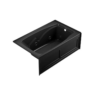 CETRA 60 in. x 36 in. Whirlpool Bathtub with Right Drain in Black