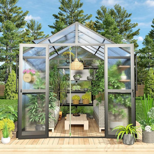 8 x 10 x 7. 5 ft. Aluminum Greenhouses for Outdoors Black