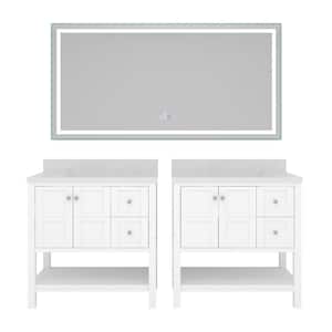 36 in. W x 22 in. D x 35.4 in. H Single Sink Bath Vanity in White with Top (2-Piece) and Mirror (1-Piece)