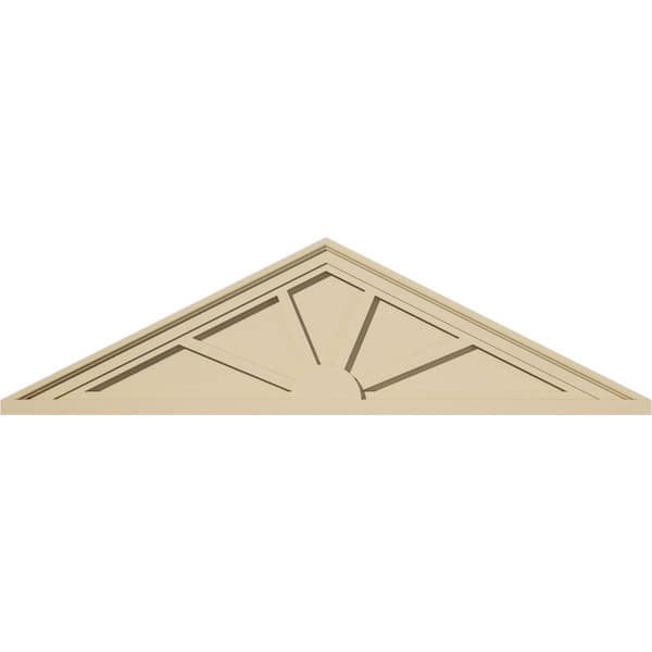 Ekena Millwork 44 in. W x 12 in. H x 2 in. P (Pitch 6/12) Peaked Cap 4 Spoke Signature Urethane Pediment, Primed Tan