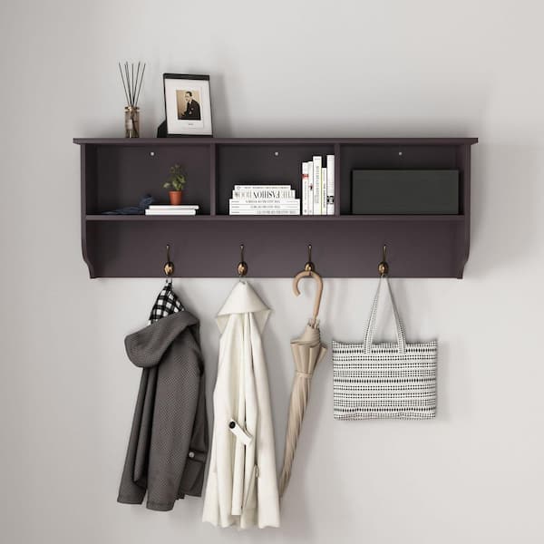 Sebastian Espresso MDF Wall Mounted Coat Rack with Dual Hooks
