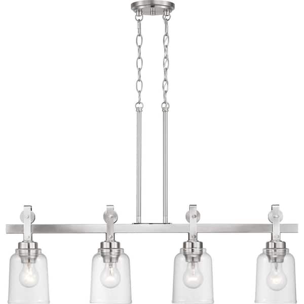 Home Decorators Collection Knollwood 4 Light Brushed Nickel Linear Chandelier With Clear Glass Shades 7993hdcbn - Home Decorators Collection Knollwood 6 Light Chandelier