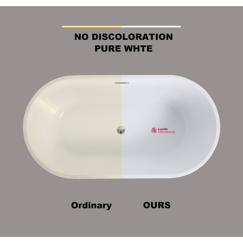 55'' White Acrylic Freestanding Single Slipper Bathtub