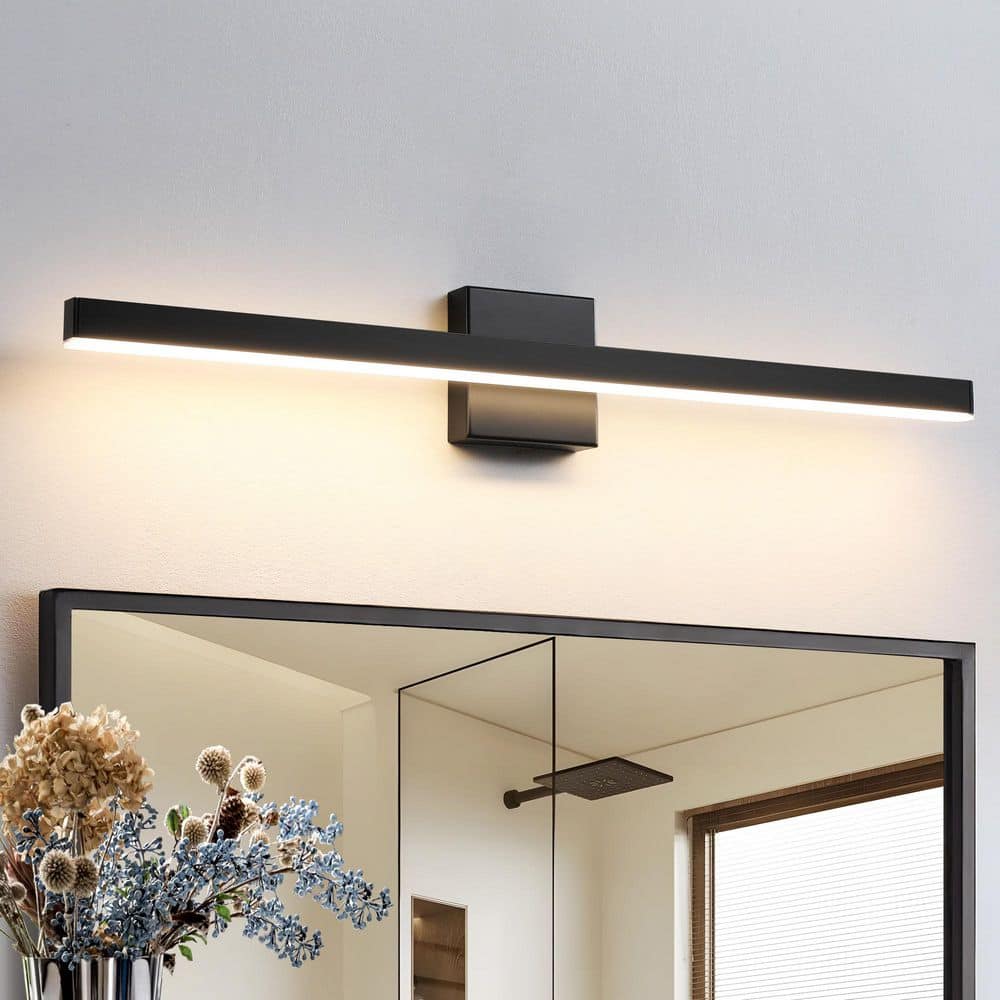 Tipace 24W 5500K LED Vanity Light Bar – 360° Rotatable Black Bathroom Wall Sconce, Modern Fixture For Mirror, Living Room, Hallway