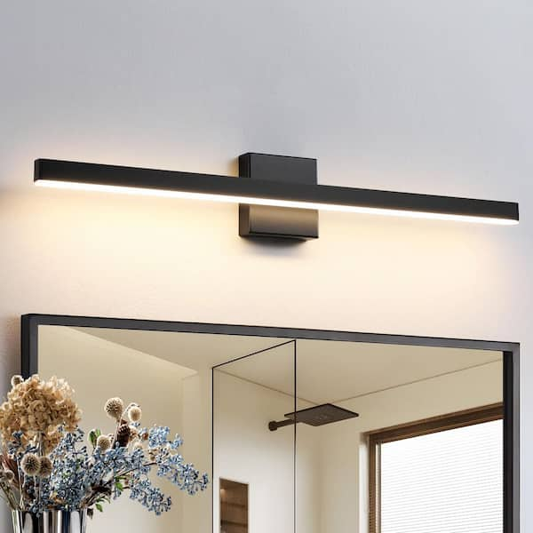 32 in. 1-Light Modern Bathroom Light Fixture Over Mirror Black LED Vanity Light Bar With 24W Dimmable 5CCT Wall Sconce