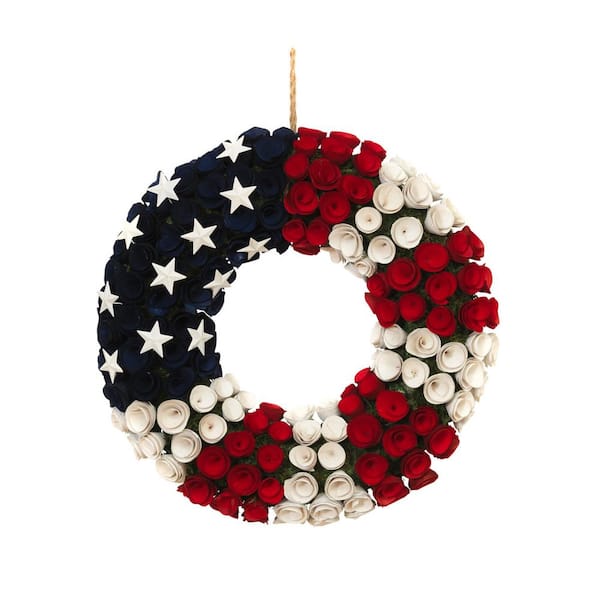 GERSON INTERNATIONAL 21.5 in. Artificial Dia Americana Wood Flower Wreath