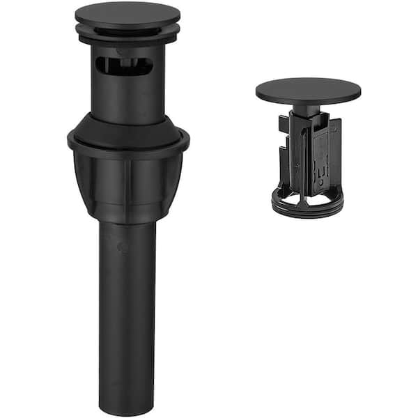 BWE Bathroom Sink Pop-Up Drain with Overflow in Matte Black