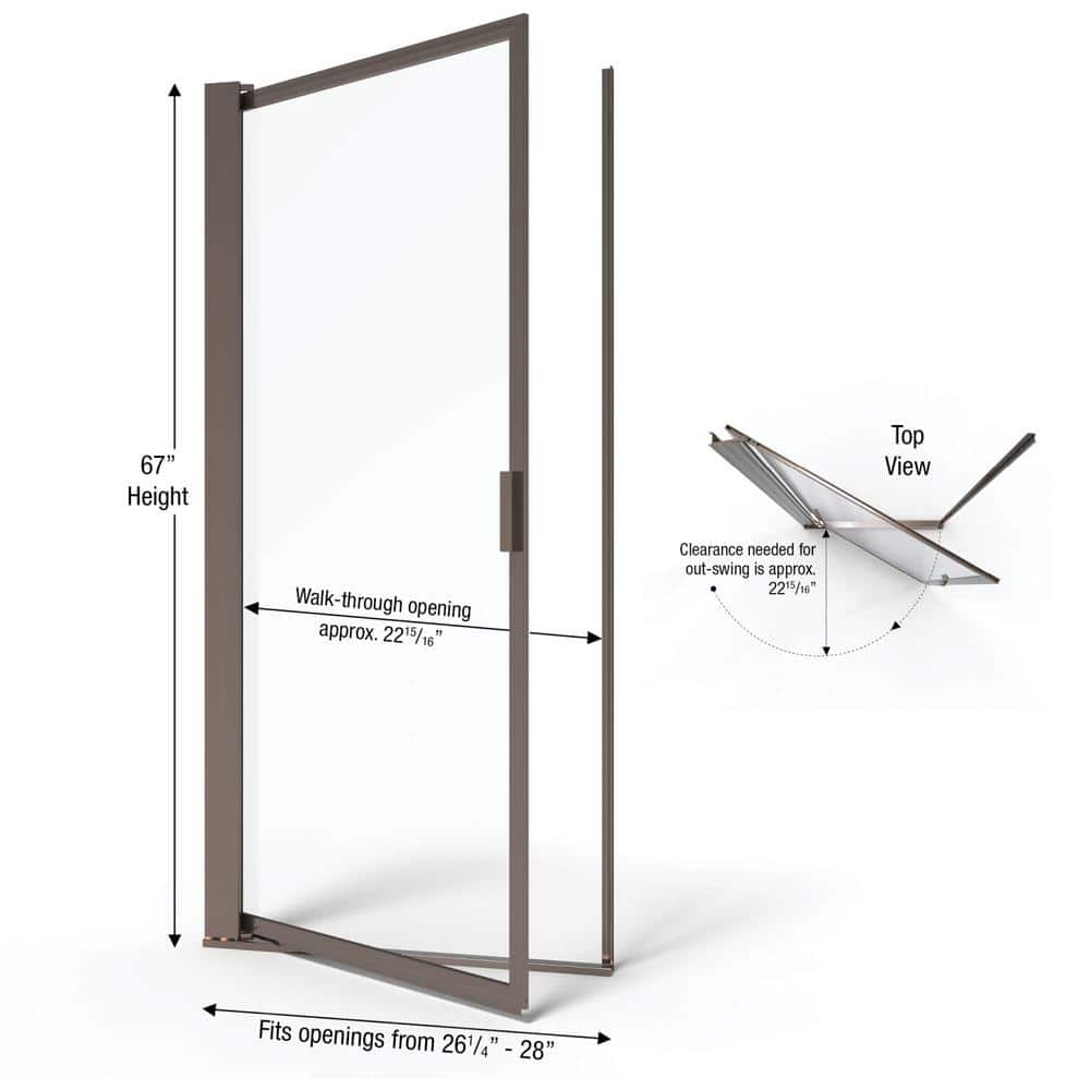Sopora Oil Rubbed Bronze Framed Pivot Shower Door with Rain Glass