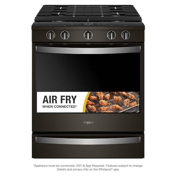 Whirlpool 5.8 cu. ft. Smart Slide-In Gas Range with Air Fry, When Connected in Fingerprint Resistant Black Stainless