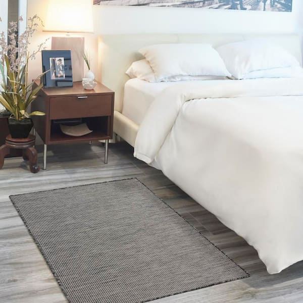 Positano Charcoal 3 ft. x 5 ft. Solid Contemporary Indoor/Outdoor Patio Kitchen Area Rug