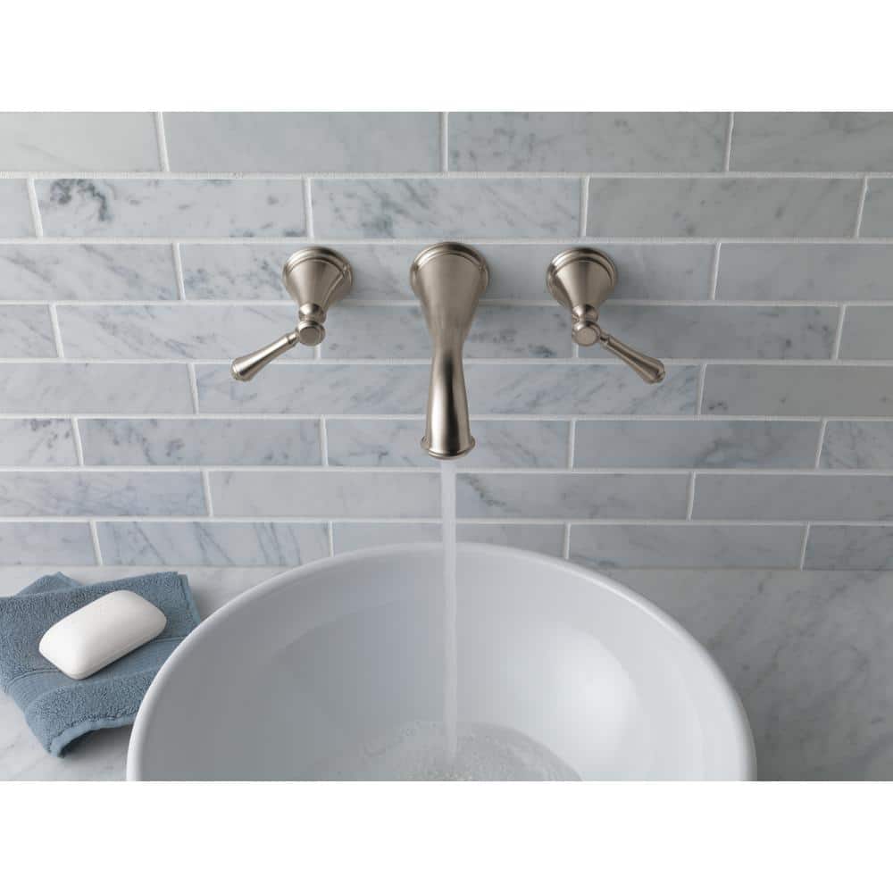 Stainless Steel Wall Mounted Widespread Bathroom Faucet