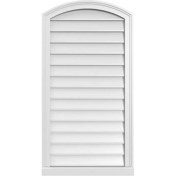 Ekena Millwork 22 in. x 42 in. Arch Top Surface Mount PVC Gable Vent: Functional with Brickmould Sill Frame