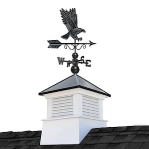 Manchester18in x 18in. Square x 49in. High Vinyl Cupola with Black Aluminum Roof and Black Aluminum Eagle Weathervane
