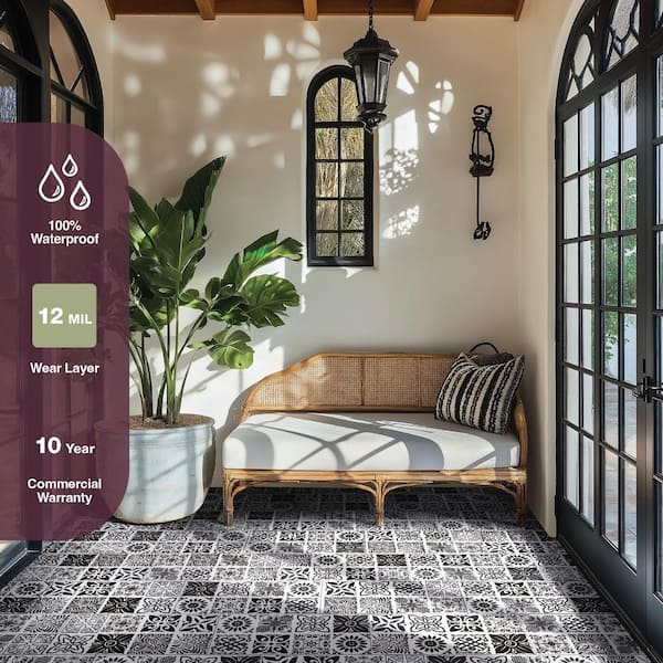 Baylee Tux 12 MIL x 12 in. W x 24 in. L Click Lock Waterproof Vinyl Tile Flooring (19.4 sq. ft./ Case)
