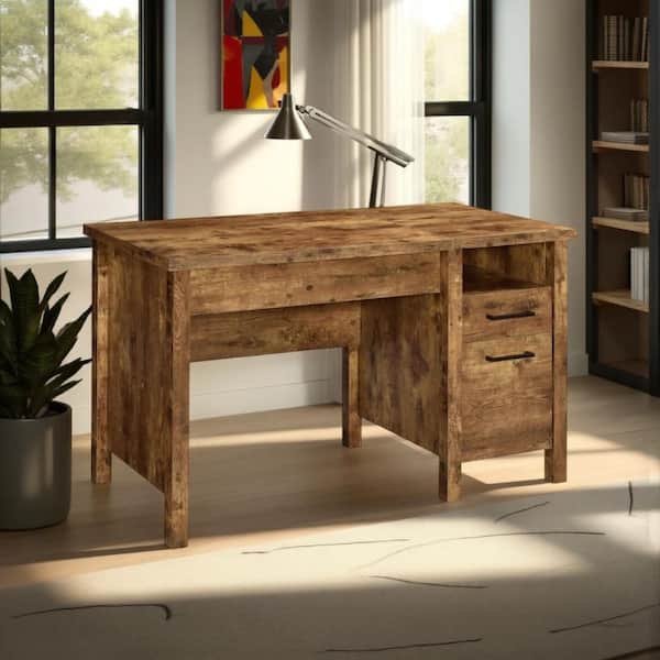47.25 in. Rectangular Rustic Brown Wood 1-Drawer Writing Desk with Lift Top and File Cabinet