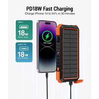 EKIEUDL 20000mAh Portable Solar Power Bank, PD18W Fast Charging with 4 Foldable Panels and Camping Flashlight for Phones, Orange 27E075PH041