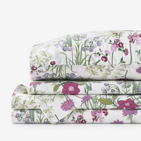 Company Cotton Bloom Meadow Sateen White Multi Twin Sheet Set