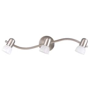 Jasper 23 in. 3-Light Brushed Pewter Track Lighting Fixture with Alabaster Glass Shades