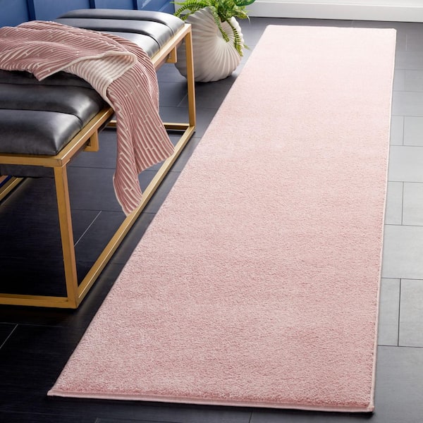 Pattern And Solid 2 ft. x 10 ft. Pink Solid Runner Rug